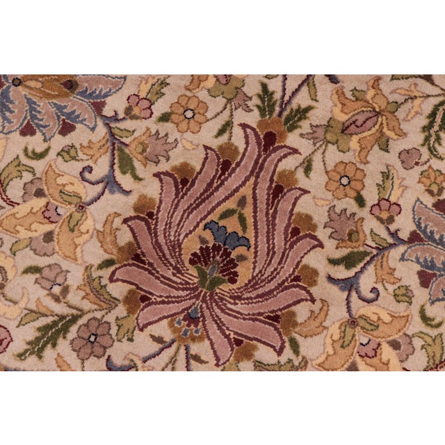 Shabby Chic 1990's Floral Pak-Persian Tan/Drk. Red Wool Rug - 10'1'' X 14'3'' For Sale - Image 3 of 9