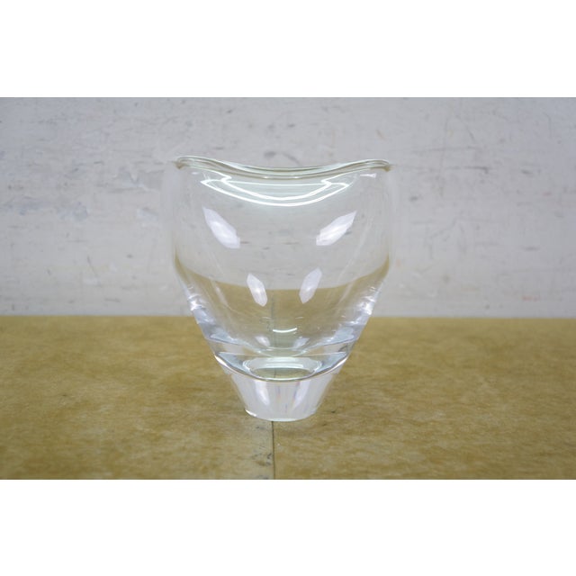 1960s Mid Century 1960s Steuben Crystal Asymmetric Lunar Pinch Top Vase 5" For Sale - Image 5 of 14