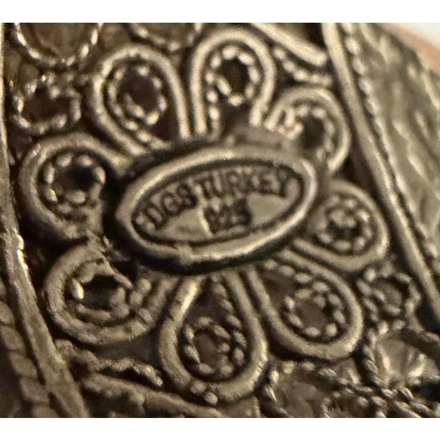1960s 1960s DGS Turkey Sterling Silver Filigree Openwork Ornate Ring Size 10 Rare Signed For Sale - Image 5 of 6