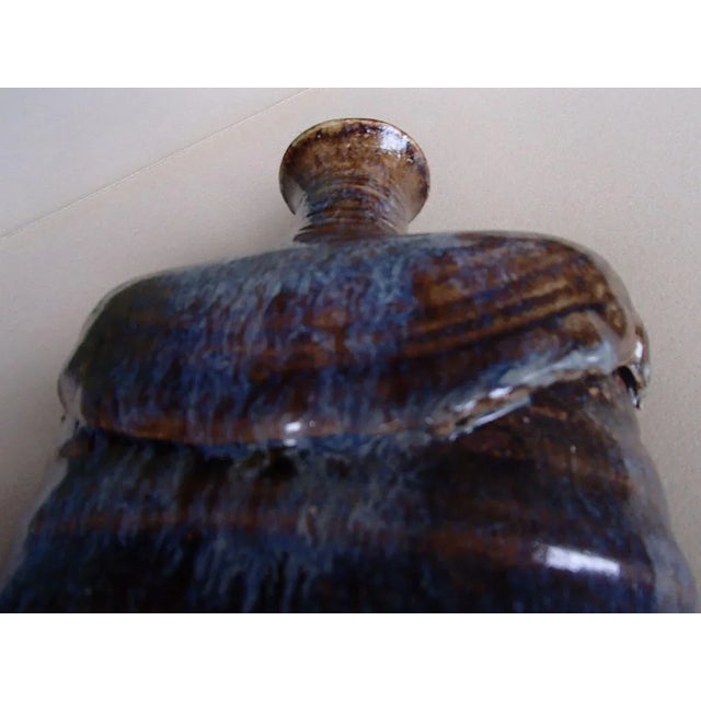 Blue Blue and Brown Ceramic Vase, 1973 For Sale - Image 8 of 9