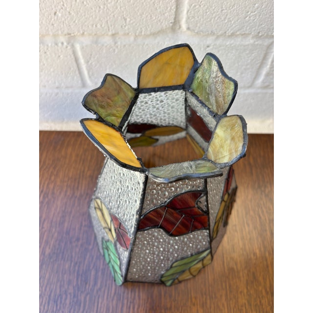 Vintage Stained Glass Lamp Shade With a Vibrant Fall Leaf Pattern For Sale - Image 4 of 4