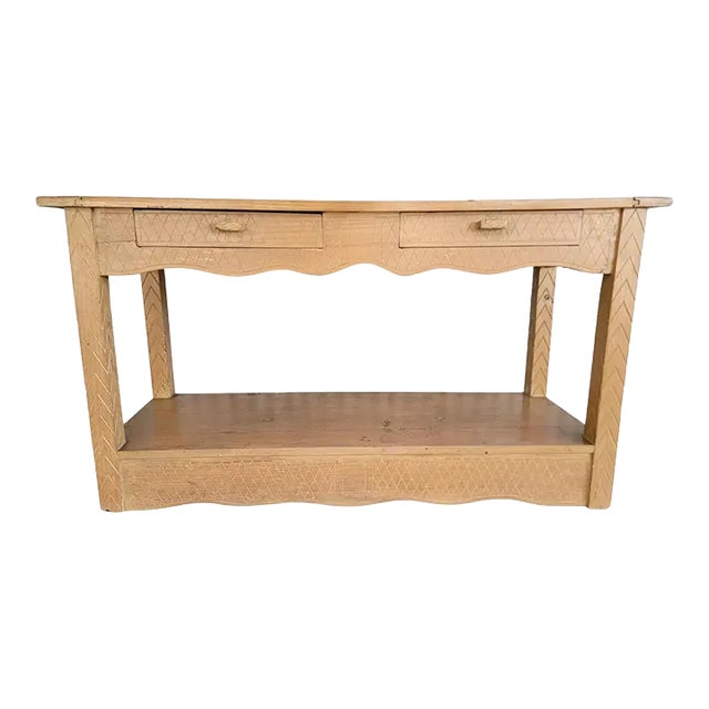 Hand Carved Rustic Rancho Hacienda Monterey Console Table 1940's For Sale