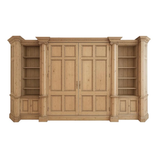 Monumental 14-Foot Architectural Cabinet / Library Bookcase / Entertainment Center – European Neoclassical For Sale