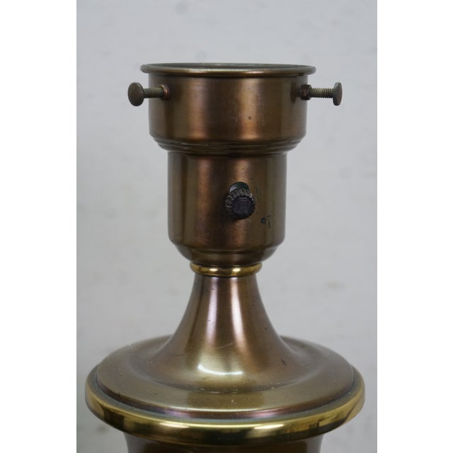 2 Vintage Brass Hollywood Regency Torchiere Column Table Lamps 20 For Sale - Image 4 of 14