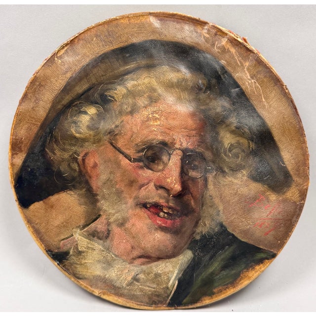 Benito Belli, Portrait of a Street Performer, 1800s, Oil For Sale - Image 8 of 8