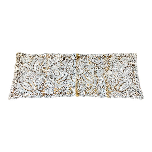 Antique Museum Battenburg Lace Tablecloth Runner For Sale