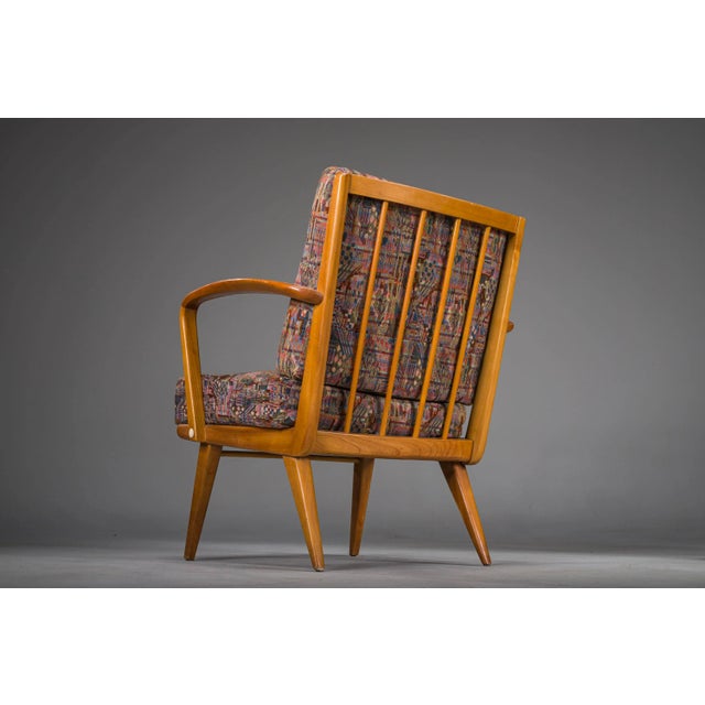 Textile Vintage Cherrywood and Wool Armchairs from Knoll Antimott, 1950s-1960s, Set of 2 For Sale - Image 7 of 11