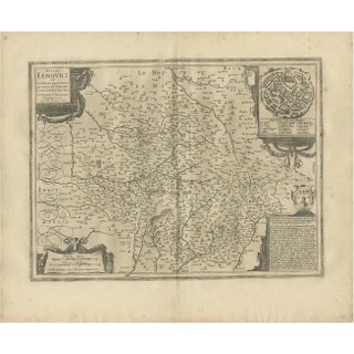 Antique Map of the Region of Limoge by Janssonius, 1657 For Sale