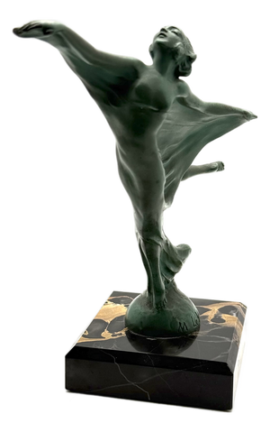 Max Le Verrier, Art Deco Lenvol Sculpture, 1930s, Bronze on Marble Base