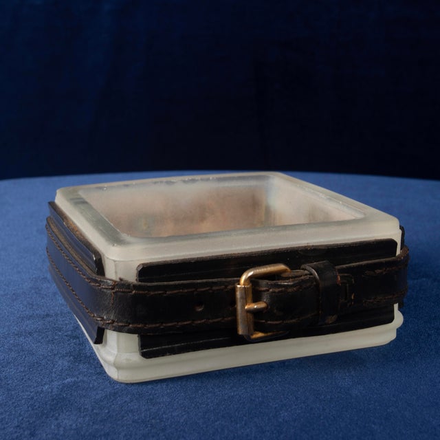 Hand-Stitched Leather Ashtray by Jacques Adnet, France 1950 For Sale - Image 13 of 18