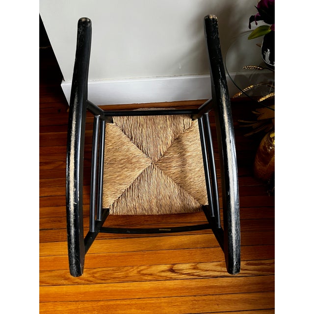 Gio Ponti Italian Otto Gerdau Rush Seat Rocking Chair For Sale - Image 4 of 13