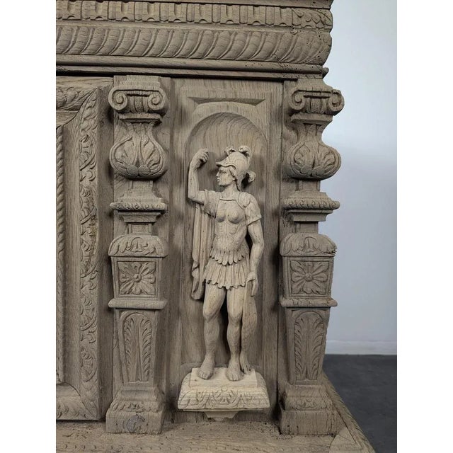 Renaissance Style Chest in Pickled Oak For Sale - Image 5 of 9