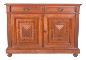 Antique European Oak Sideboard with Padded Doors