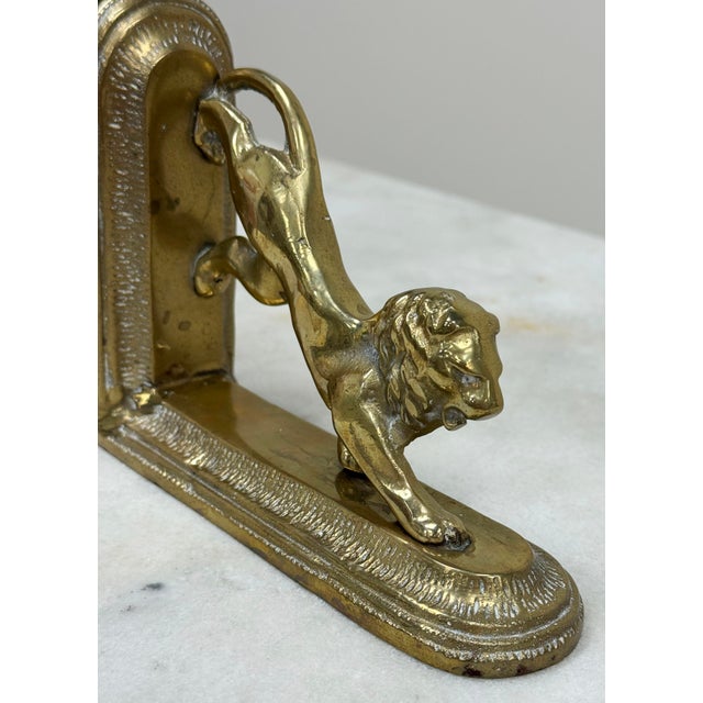 Brass Vintage 20th C Brass Lion Bookends For Sale - Image 8 of 8