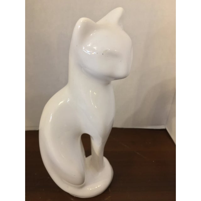 Petite Mid Century Ceramic White Cat Figurine For Sale - Image 6 of 12