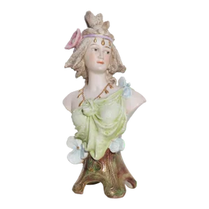 1900s Art Nouveau Small Woman Bust, Bisque Porcelain, Germany