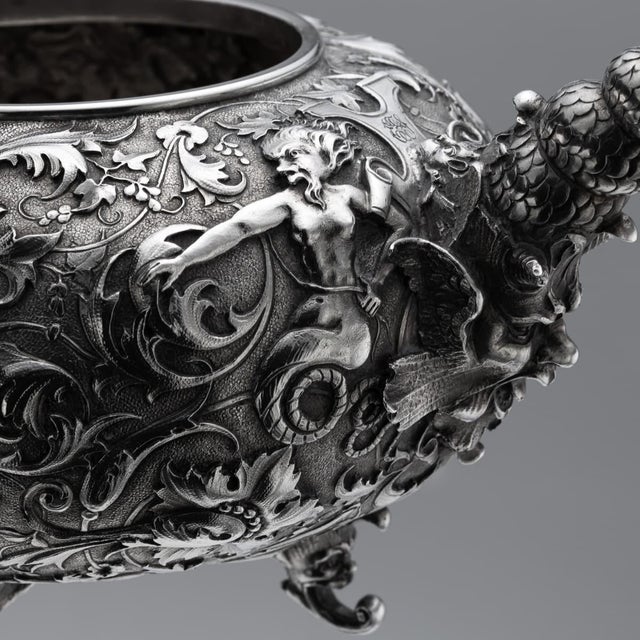 Antique Italian Silver Three Piece Tea Set by G.Accarisi, 1890, Set of 3 For Sale - Image 15 of 18