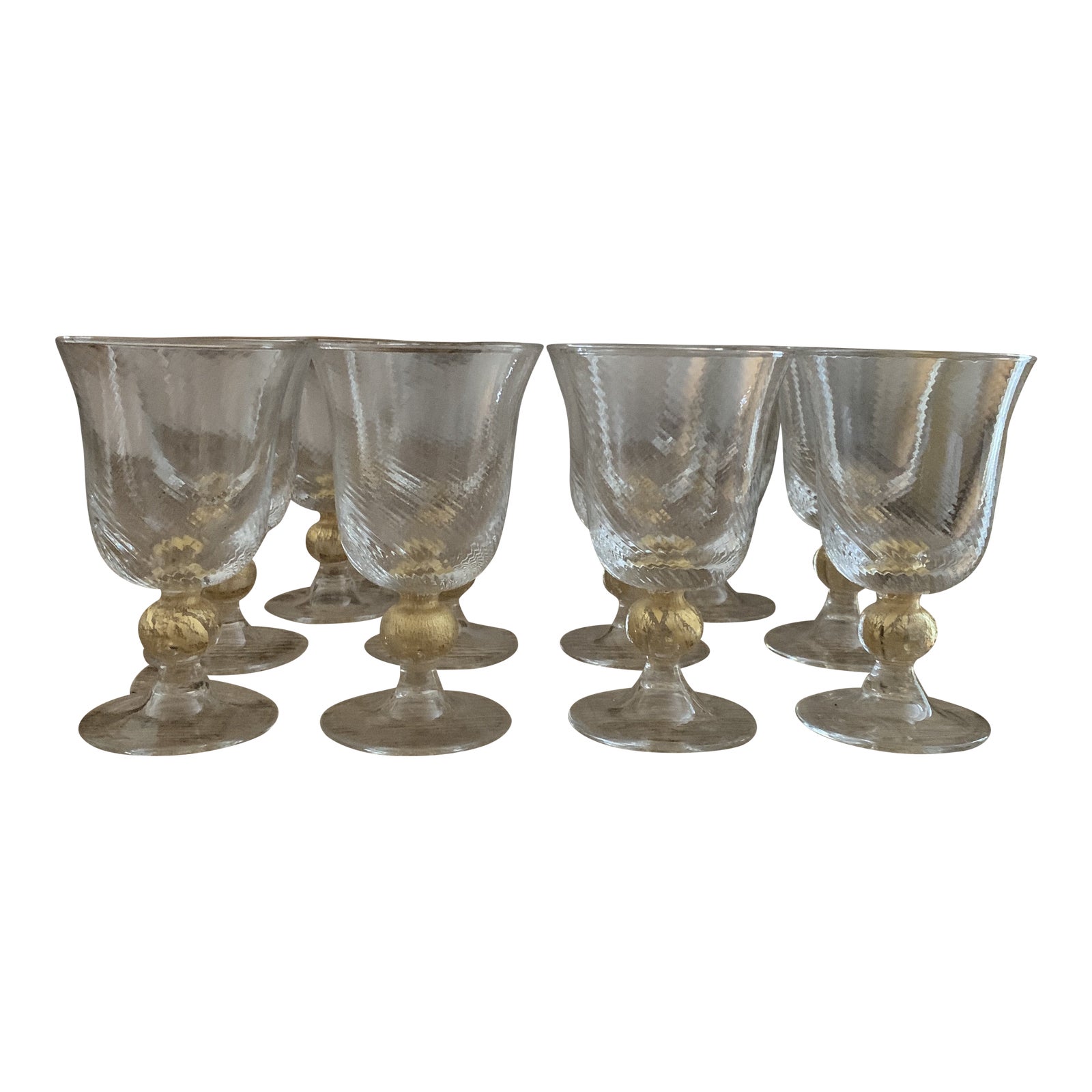 Vintage Gold Italian Murano Glass Swirl Wine Glasses Set of 10 Chairish