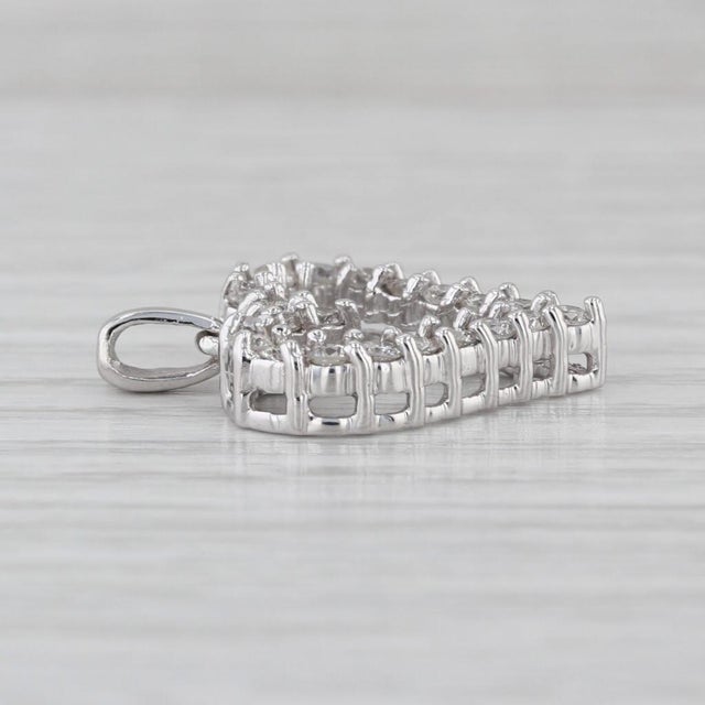 Mid-Century Modern Mid 20th Century 0.73ctw Diamond Open Heart Pendant 10k White Gold For Sale - Image 3 of 5