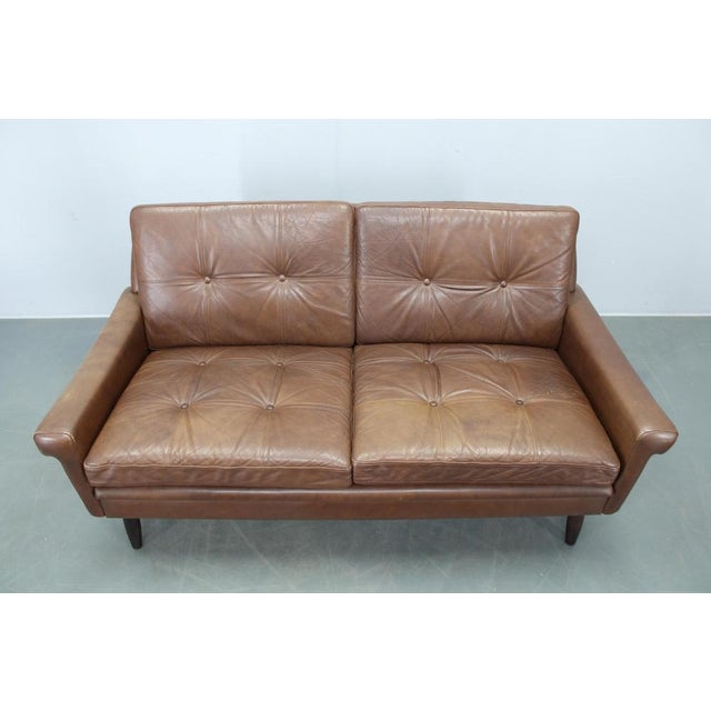 Mid-Century Danish Two-Seat Leather Sofa by Svend Skipper, 1960s For Sale - Image 4 of 18