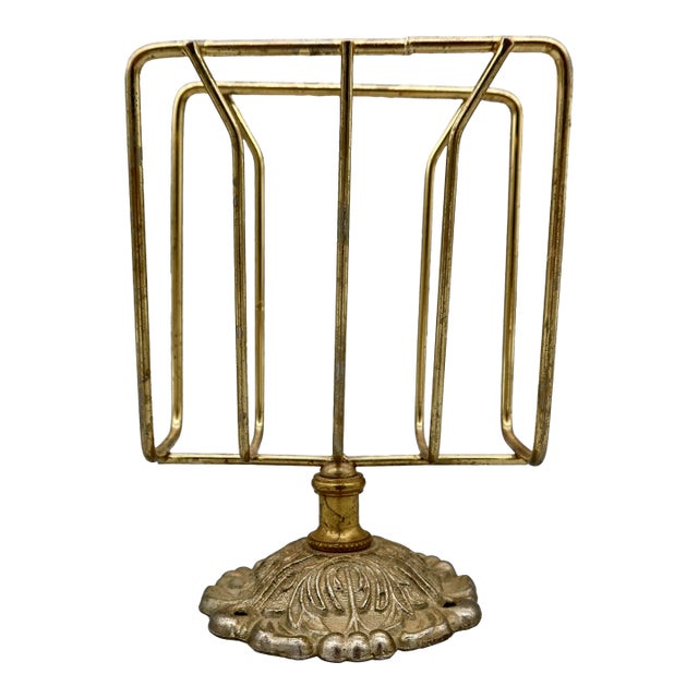 Vintage Brass Hollywood Regency Letter, Napkin Holder For Sale