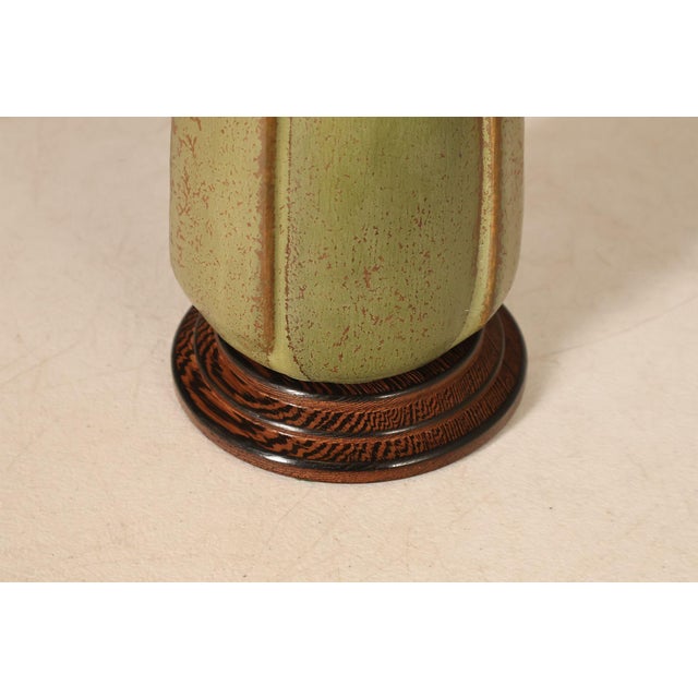 Army Green Ephraim Faience Pottery Arts And Crafts Green Lighthouse Table Lamp For Sale - Image 8 of 18
