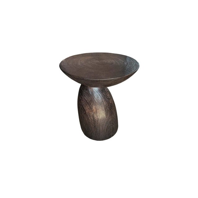 Solid Mango Wood Side Table With Espresso Finish, Modern Organic For Sale - Image 6 of 7