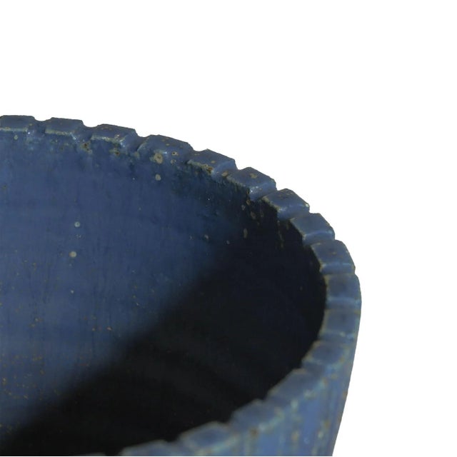 Mid 20th Century Mid 20th Century Arne Bang Danish Stoneware Ceramic Vase in Blue For Sale - Image 5 of 6