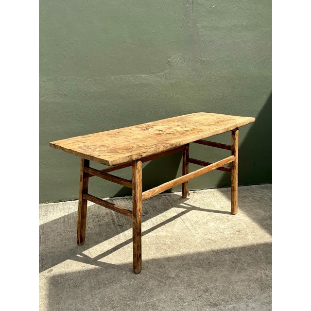 Mid 20th Century Vintage Rustic Wood Console Table For Sale - Image 5 of 12