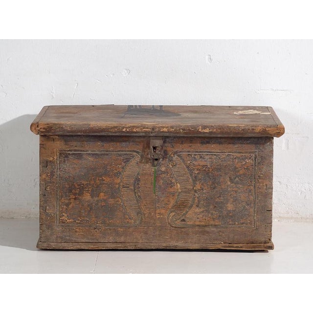 Antique Wood Chest, 1830s For Sale - Image 11 of 18