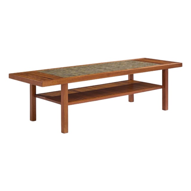 Jane and Gordon Martz for Marshall Studios Walnut and Tile Coffee Table For Sale