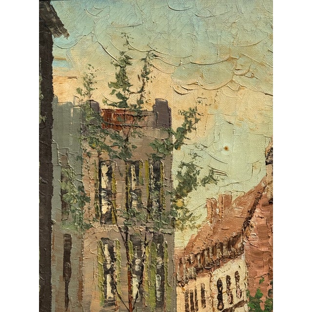 Mid 20th Century Vintage Mid 20th Century Framed Impressionist Oil on Canvas Painting “Bustling Paris Street Scene” by Artist Bernard Dufour For Sale - Image 5 of 12