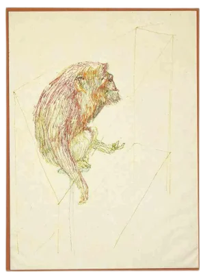 Leo Guida, Monkey, Drawing, 1970s