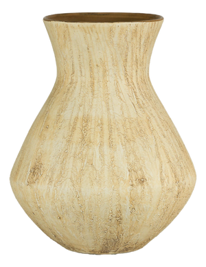 Large Artisan Ceramic Vase with Textured Drip Glaze and Flared Neck