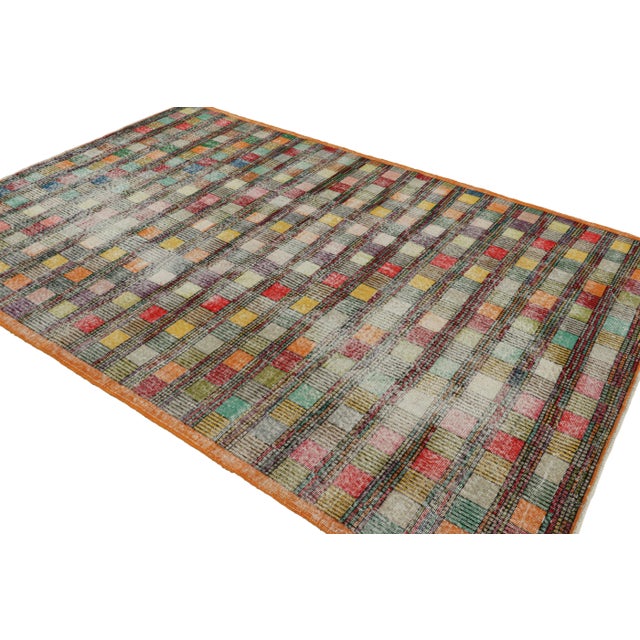 Rug & Kilim Vintage Zeki Müren Rug With Multicolor Geometric Pattern | Rug & Kilim For Sale - Image 4 of 7