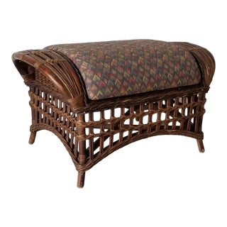 1960s Vintage Wicker Footstool, Signed For Sale