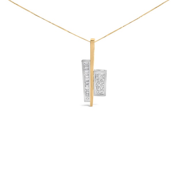 Unlock the doors to elegance and timeless grace with this opulent 18K yellow and white gold pendant necklace, shaped like...