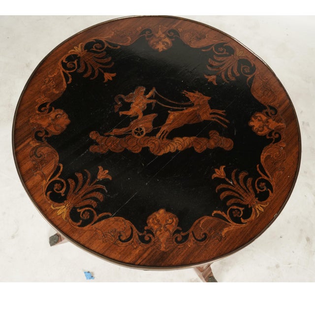 Wood Vintage Mahogany With Marquety Brass Tooling Top and Mounts Occasional Table For Sale - Image 7 of 12