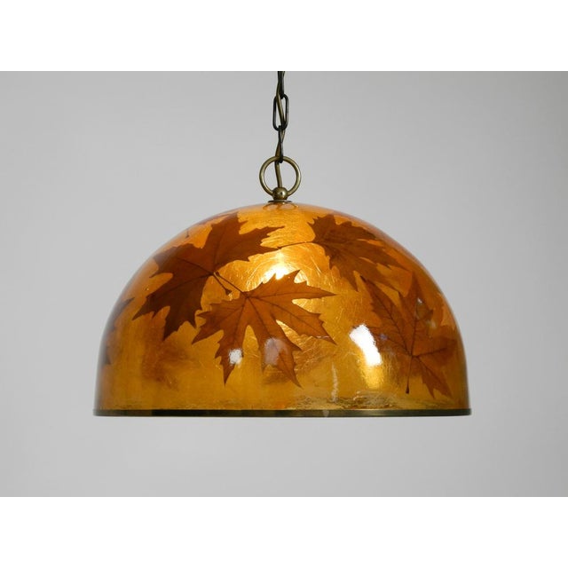Large Italian Resin Pendant Lamp with Embedded Maple Leaves, 1970s For Sale - Image 11 of 18