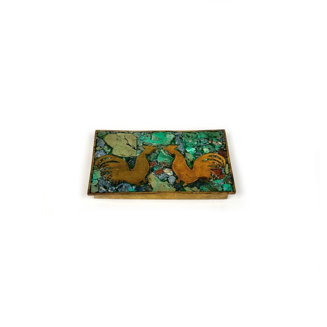 Mexican Cigar Box in Malachite and Wood, 1960s For Sale - Image 3 of 15