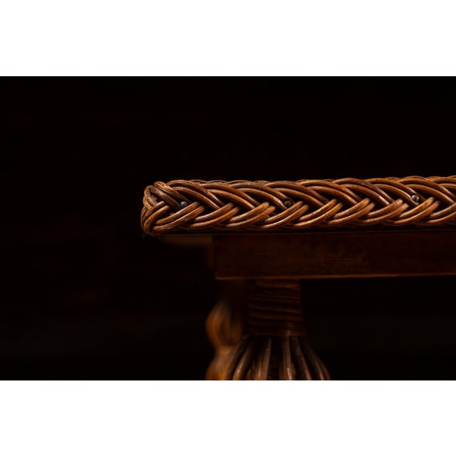 Brown Late 19th Century Victorian Wicker Parlor Table With Gallery Shelf For Sale - Image 8 of 11