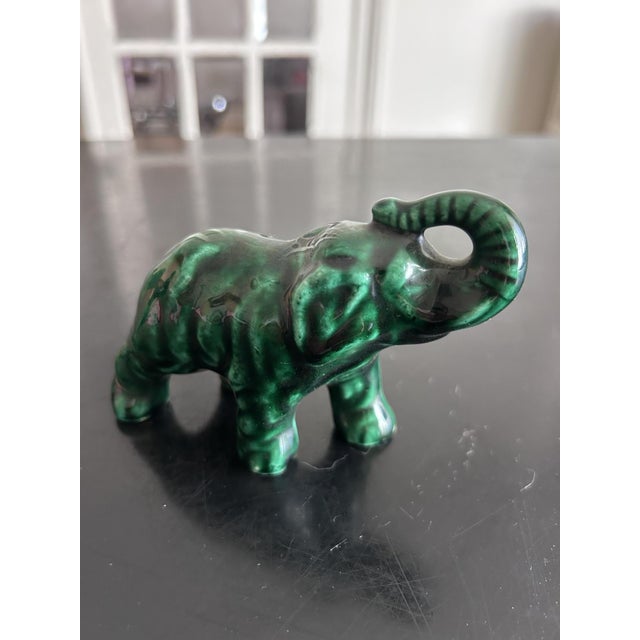 Forest Green Ceramic Elephants from Saint Clément, 1950, Set of 2 For Sale - Image 8 of 10