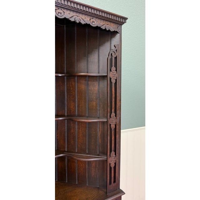 Antique English Jacobean Corner Cabinet Barley Twist Legs Oak Key Tall 1920s For Sale - Image 15 of 18