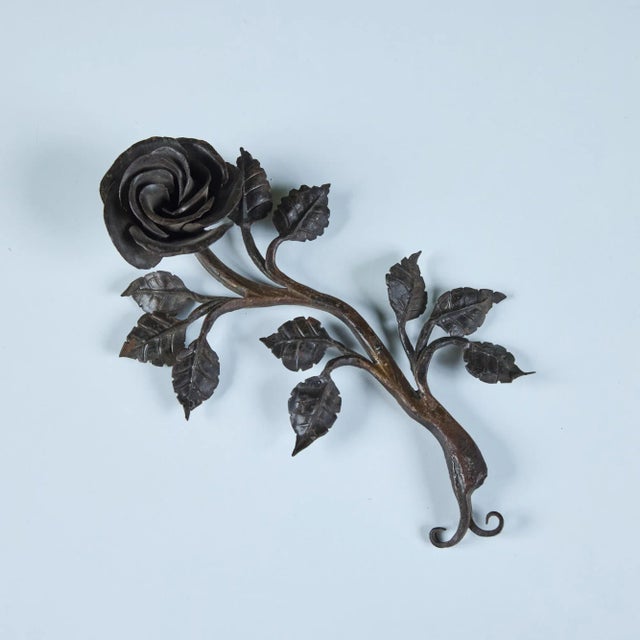 Mid 20th Century Cast Iron Rose Sculpture For Sale - Image 5 of 12