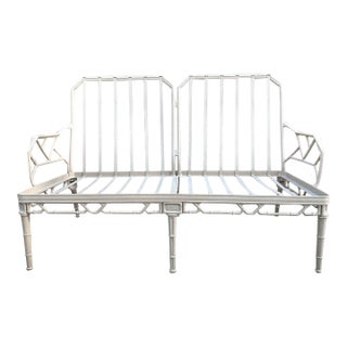 Late 20th Century Brown Jordan “Calcutta” Faux Bamboo Chinoiserie Chippendale Outdoor Settee or Loveseat For Sale