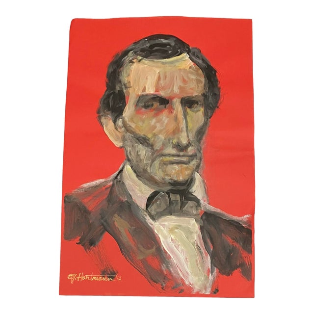 Contemporary Original E.J.Hartmann Abraham Lincoln Portrait Painting Signed For Sale