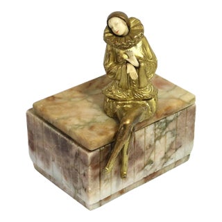 1930s Art Deco Pierette Sculpture on Marble Box After Sculptor Paul Phillipe For Sale