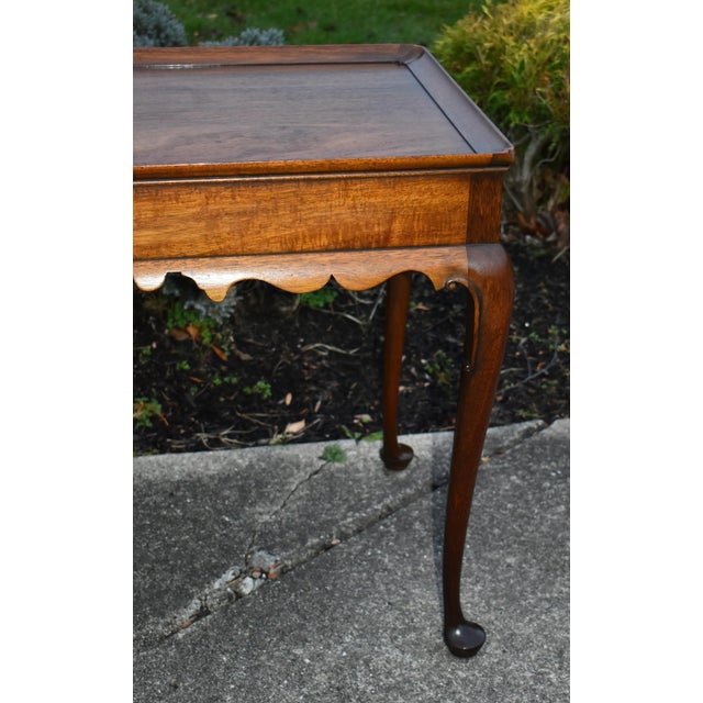 Brown Kittinger Mahogany Tea Table Vintage Queen Anne Cw-8 Scalloped Pull-Out Slides For Sale - Image 8 of 13