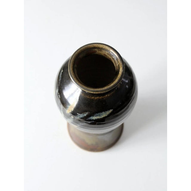 Brown Vintage Studio Pottery Vase For Sale - Image 8 of 11
