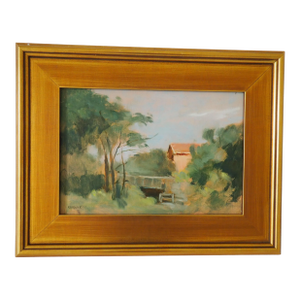 Mid 20th Century Seymour Remenick Framed Landscape, Oil on Board